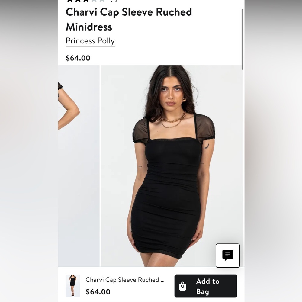 Princess Polly Black Mini Dress with cap sleeves